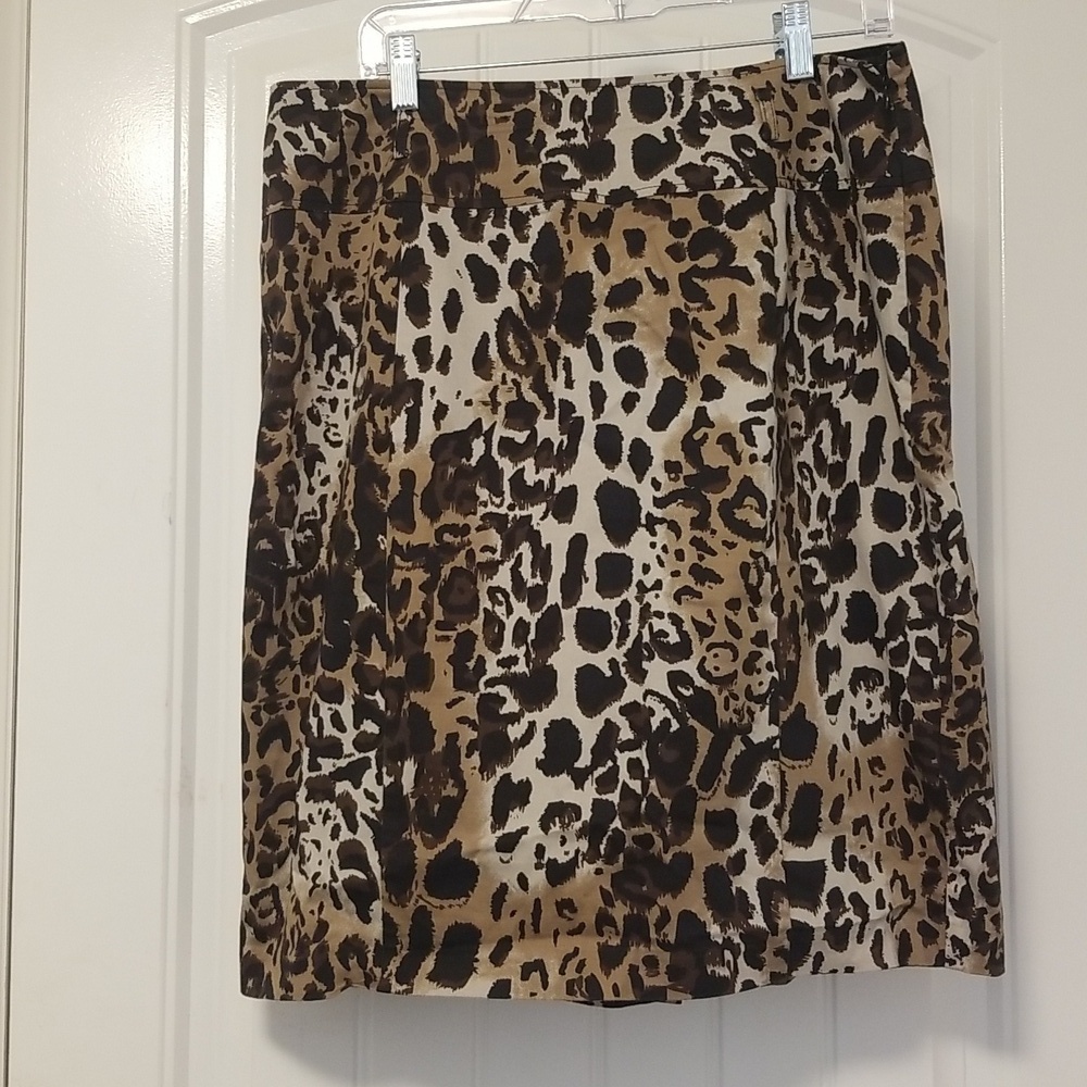 Cato Leopard Print Knee Length Skirt Office Business Work Weekend Size 14 Cotton